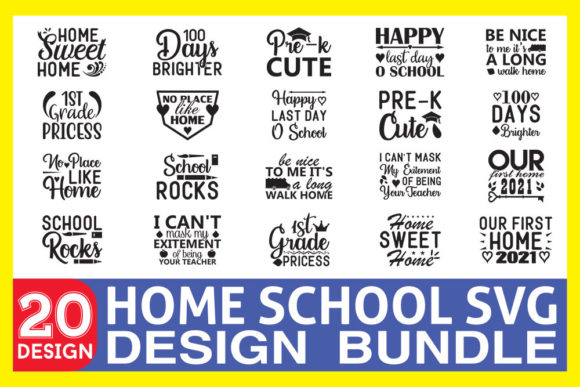 Home School Svg Designs Bundle Graphics and Crafts